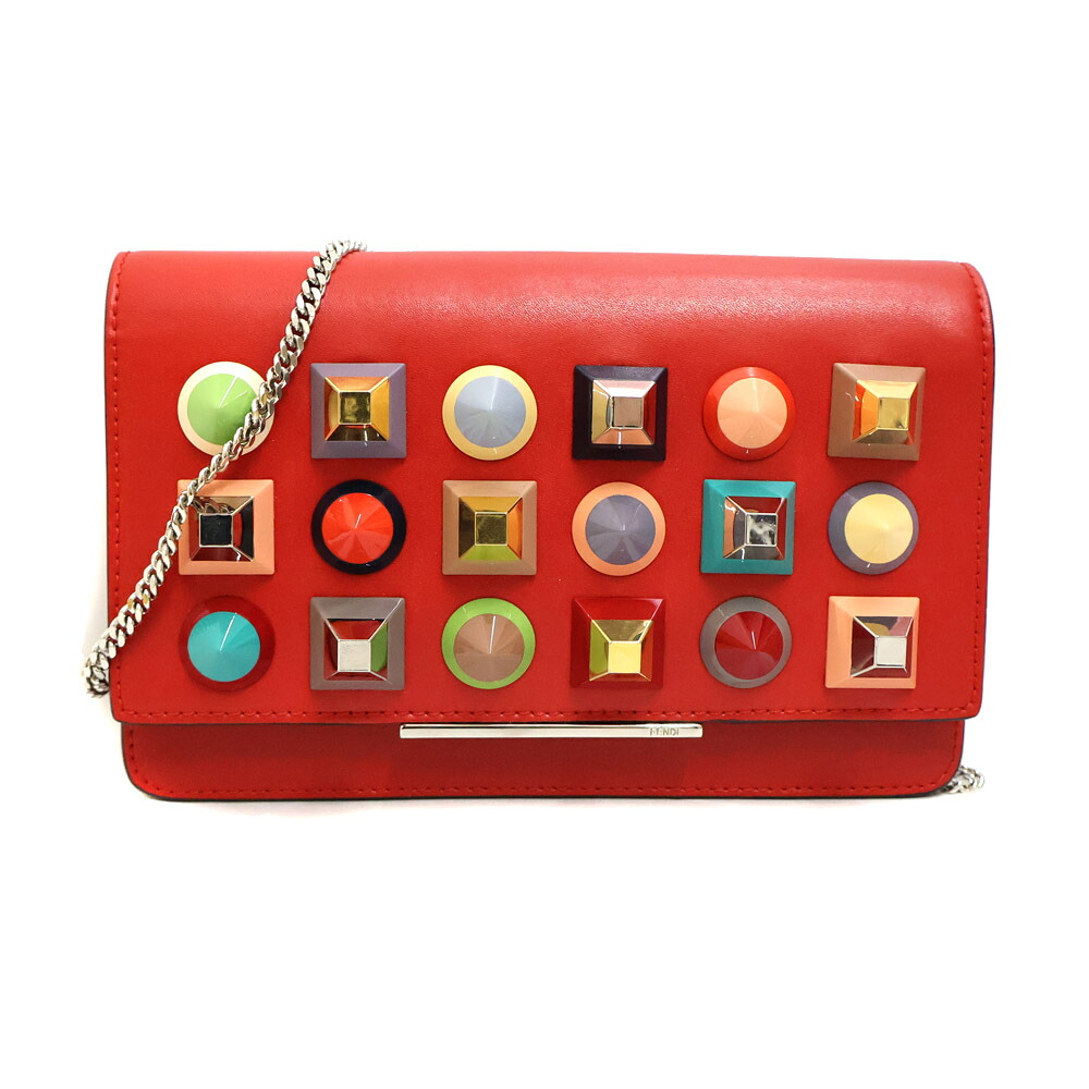 フェンディ Fendi 8M0346-SR-0 ショルダーバッグ レディース なめし革 赤いこと【中古】