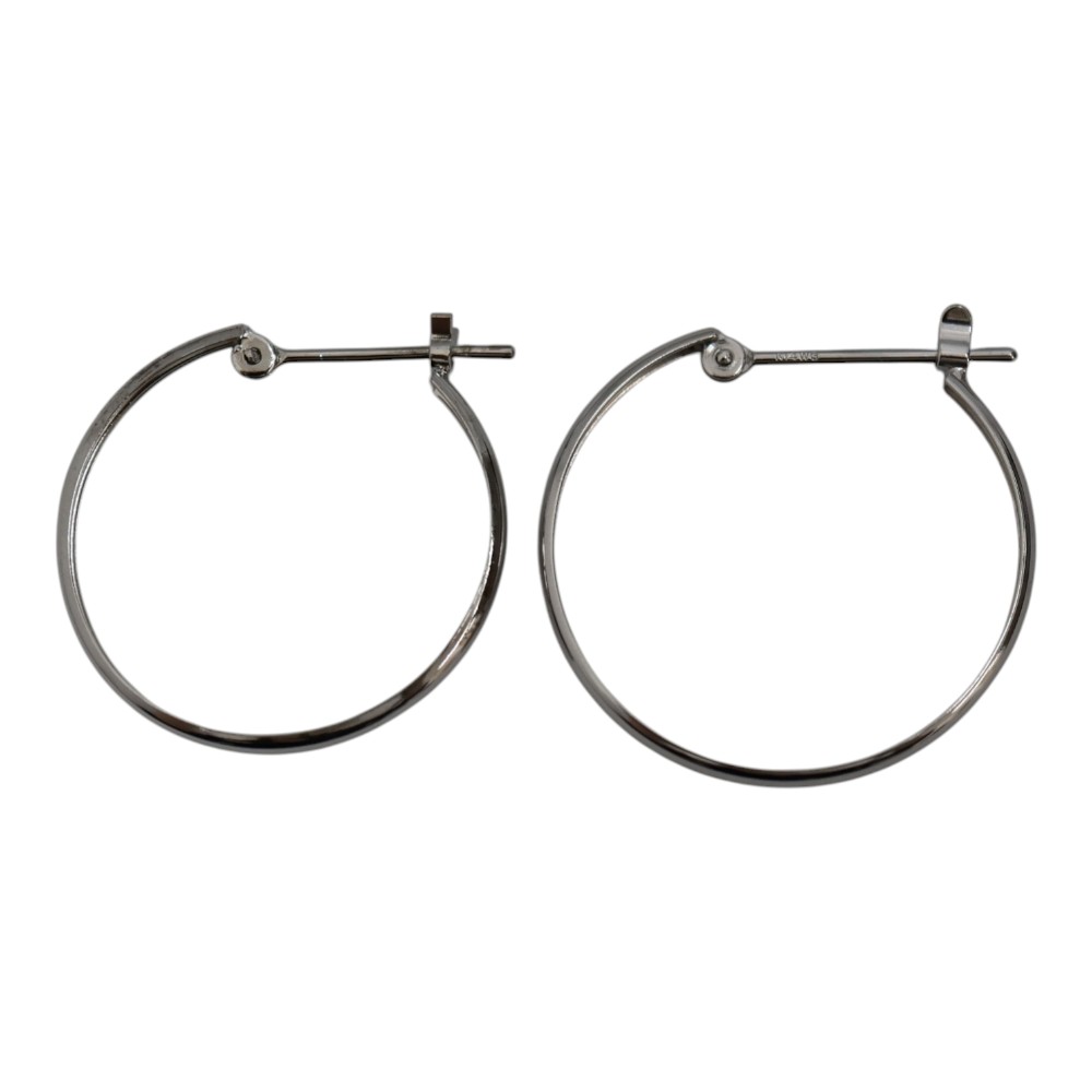 K14WG 14金ホワイトゴールド フープピアス アクセサリー レディース シルバーカラー【中古】