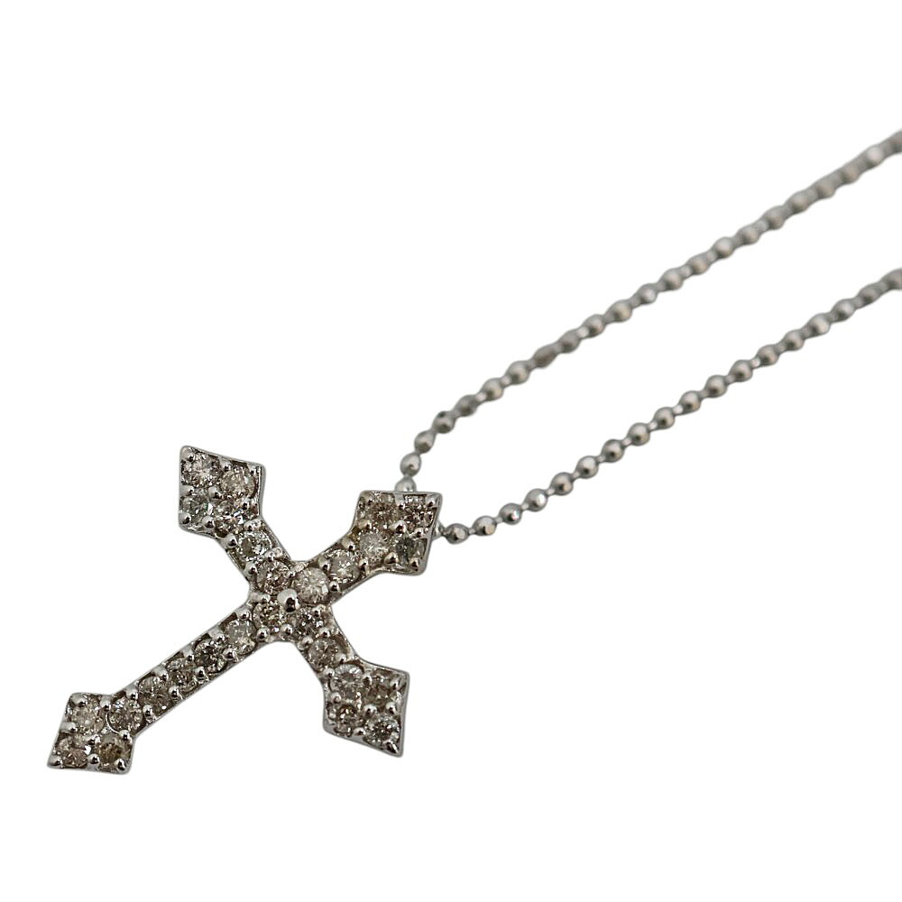 K18WG 18金ホワイトゴールド ダイヤモンド ネックレス シルバーカラー ジュエリー【中古】