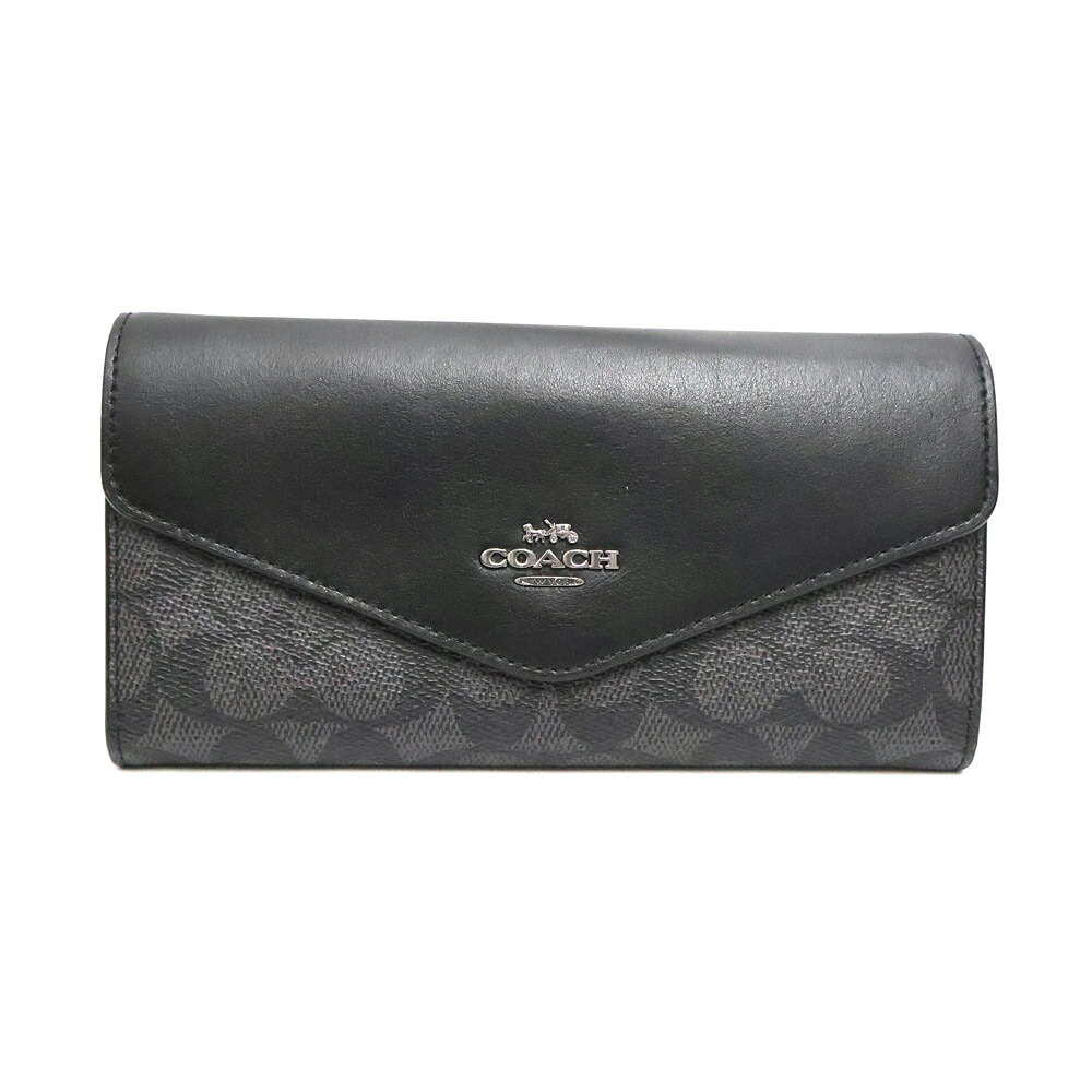 コーチ Coach CX160 長財布 二つ折り長財布 ユニセックス PVC/レザー ブラック【中古】 11,825円