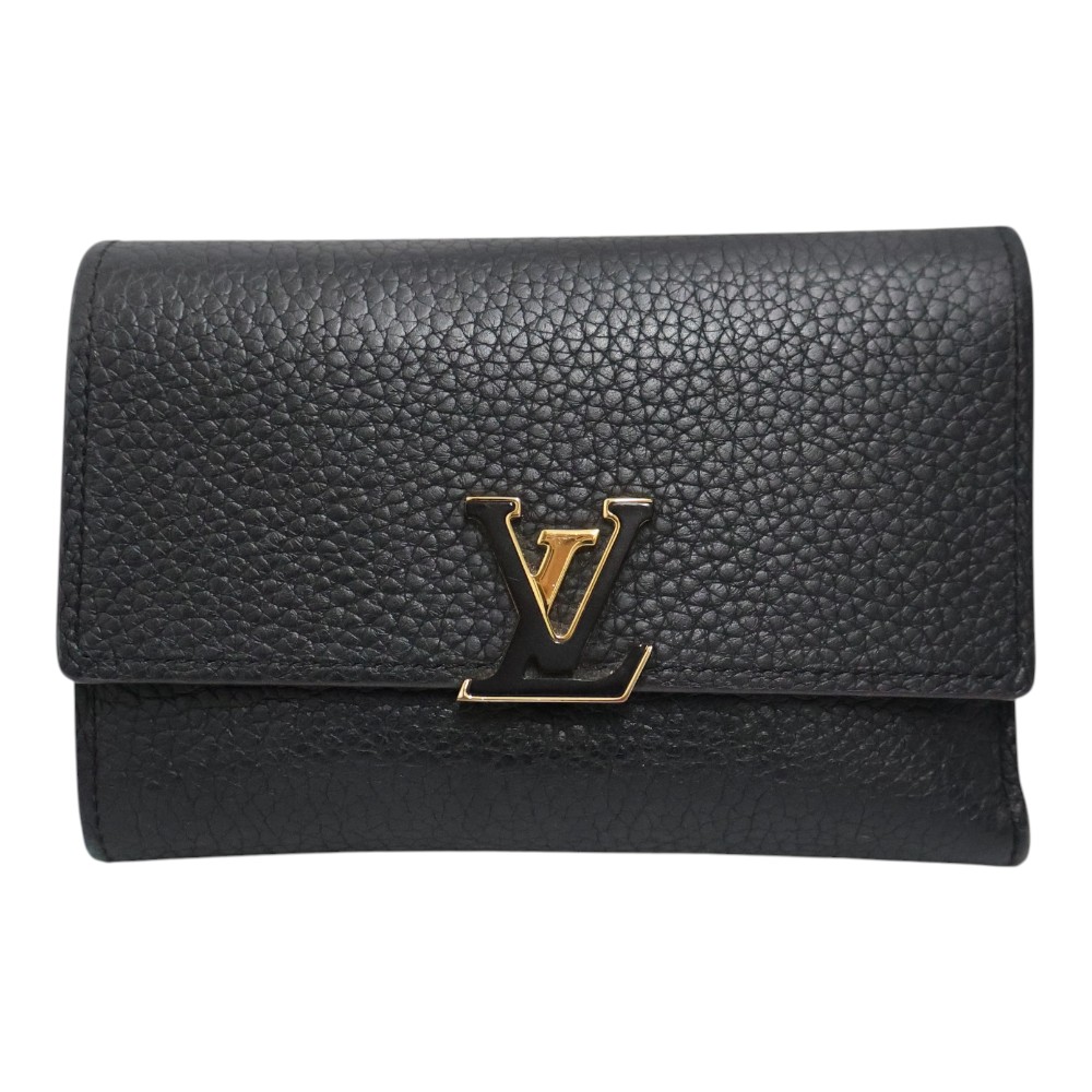 ルイヴィトン Louis vuitton M63741 カプシーヌ･パウダーコンパクト 金入れ レディース なめし革 マリーヌルージュ 黒いこと×さくら色さくら色【中古】