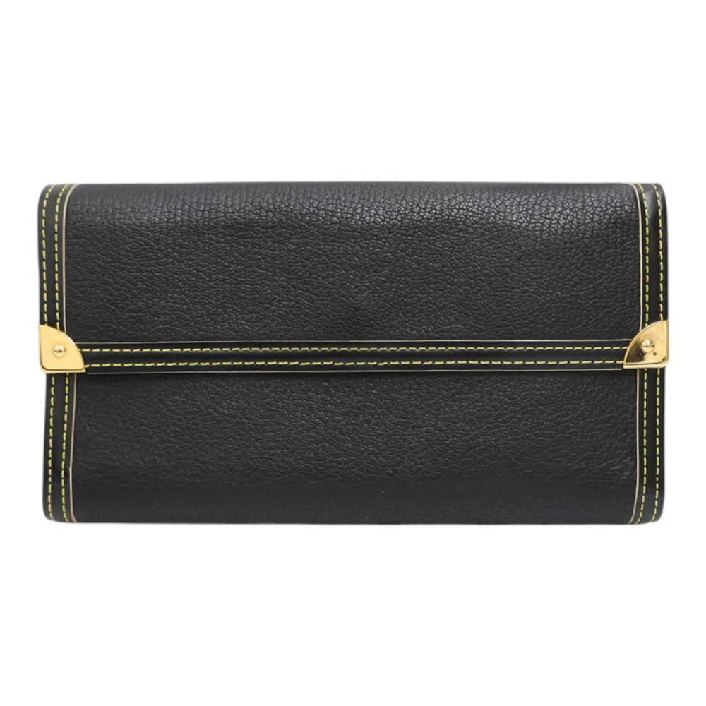 ルイヴィトン Louis vuitton M91836 ポルトトレゾール･国際的 長紙入れ レディース なめし革 黒いこと【中古】