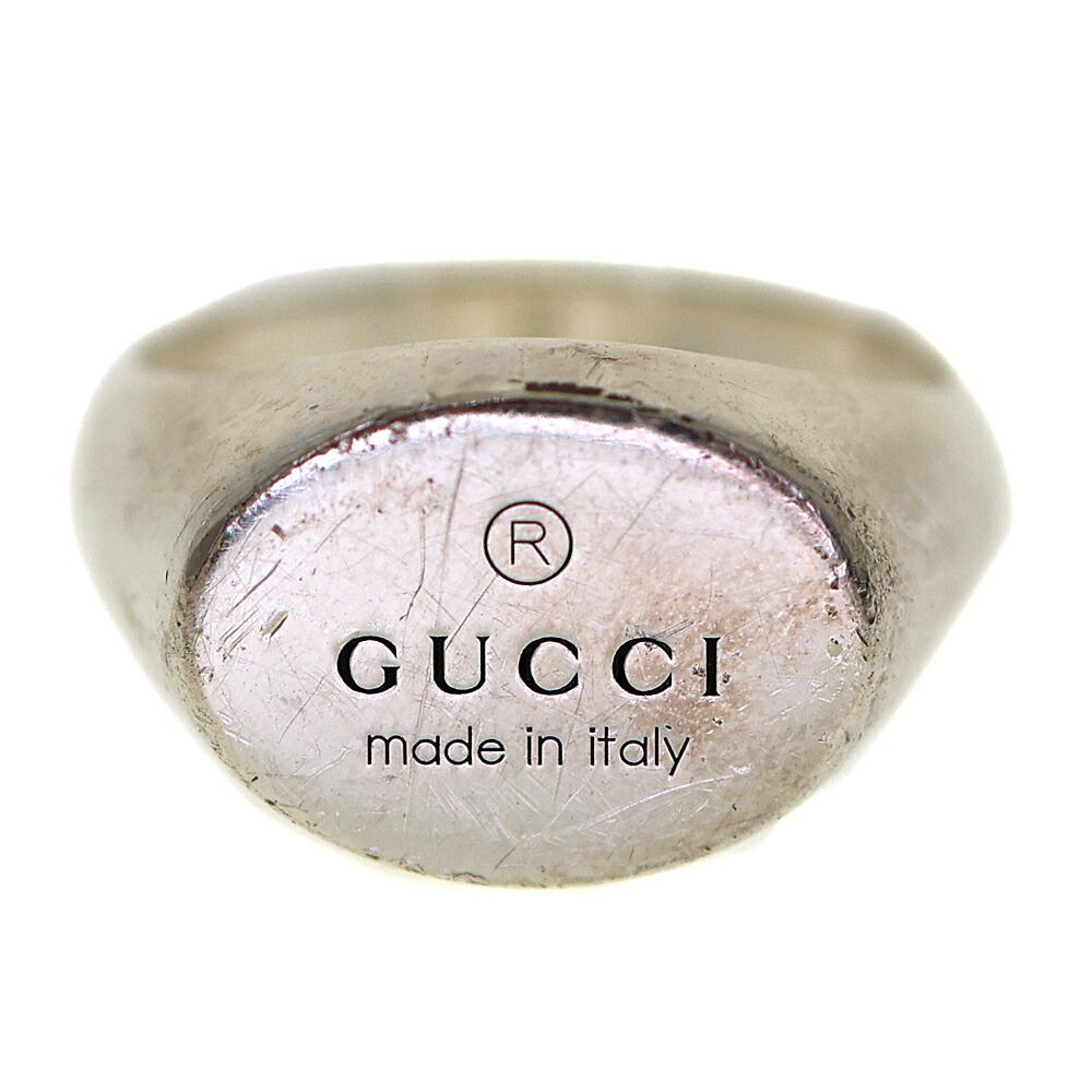 グッチ Gucci ロゴタイプ輪っか 指環 メンズ しろがね色色合い【中古】