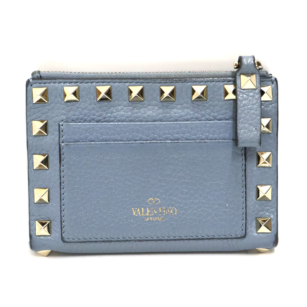 ヴァレンティノ Valentino VW2P0V26VSH スタッズカードケース カード入れ ユニセックス レザー ブルー系【中古】|質屋かんてい局 店