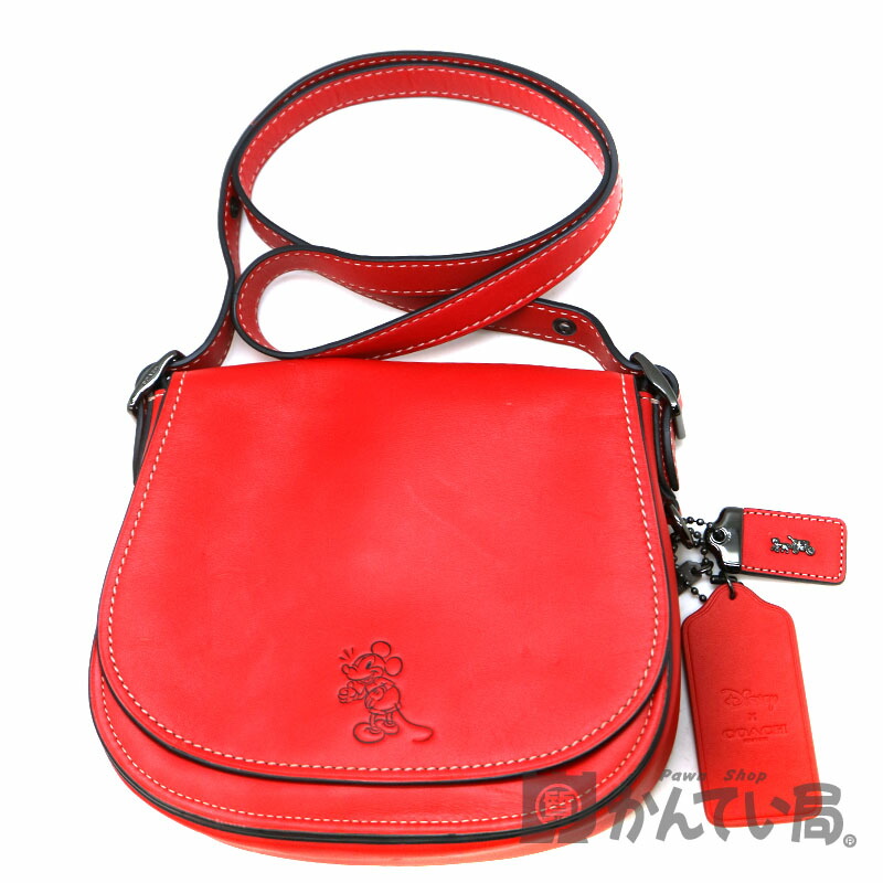 公式店舗 Coach コーチ 115 ショルダーバック サドルバッグ Disney ディズニー ミッキーマウス コラボ レッド系 レディース Used 6 中古 質屋 かんてい局茜部店 高知インター店 Www Bivoda Co Rs