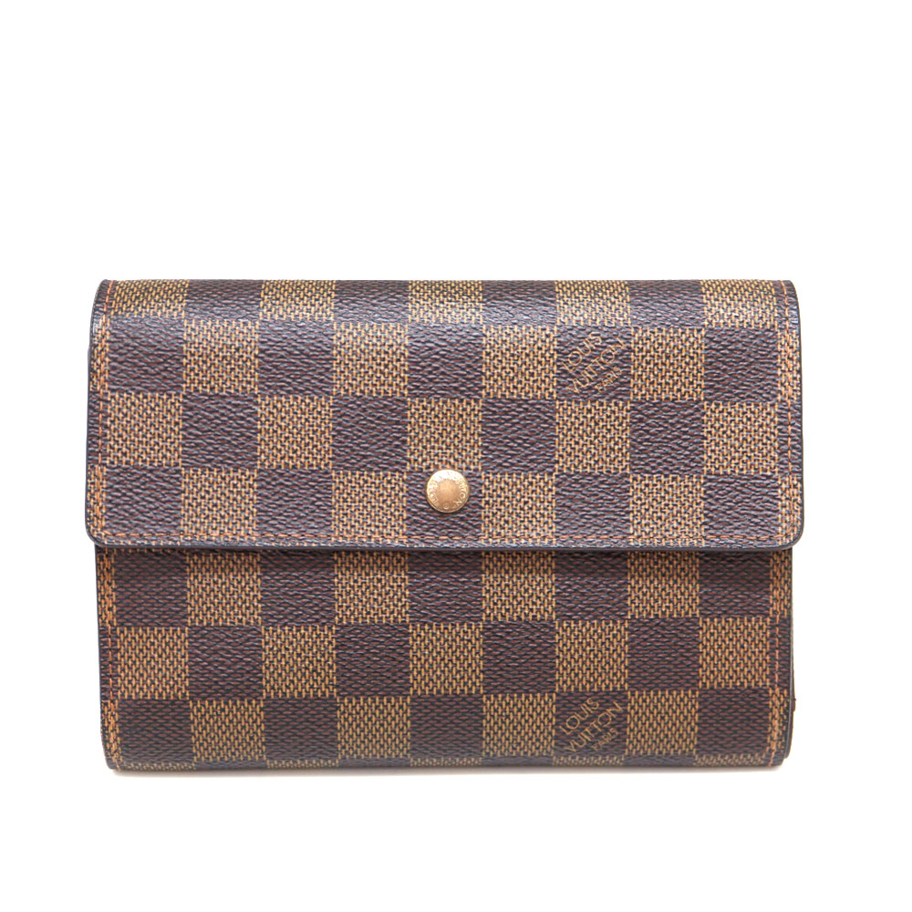 【超極美品】ルイヴィトン ダミエ エベヌ エテュイ パピエ 三つ折り財布 ルイヴィトン LOUIS VUITTON 三つ折り財布 ダミエ・エベヌ