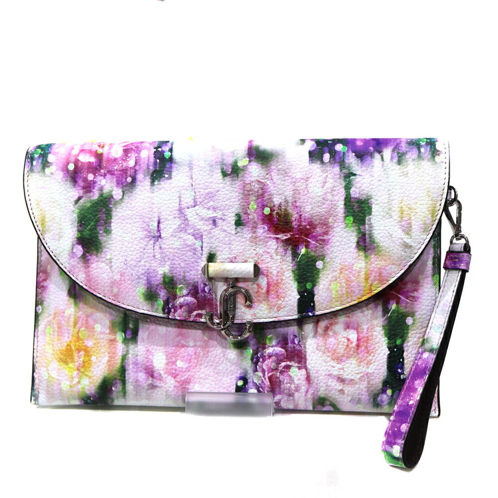 直営店‐Jimmy Choo‐ JC Envolope ポーチ ダイヤモンド カメラ ポーチ |シルバー ヴィンテージメタリック