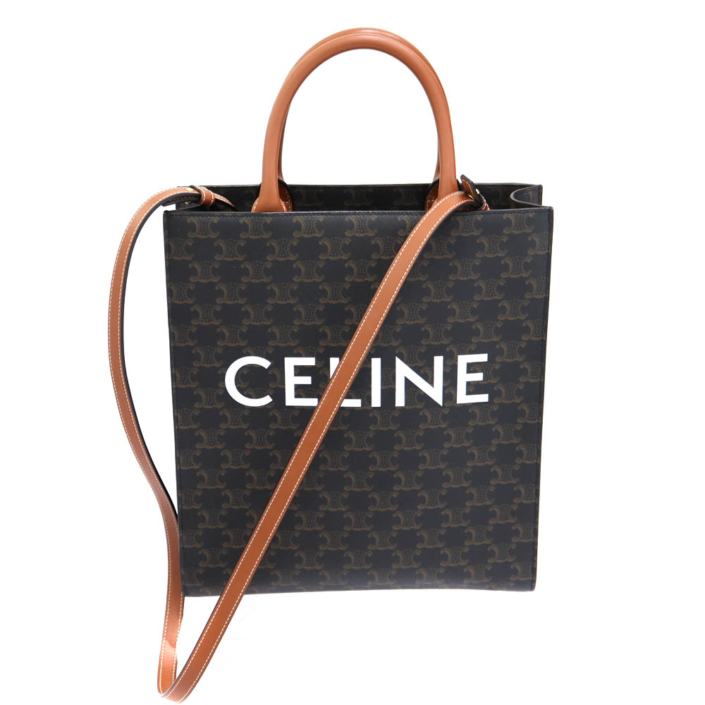 セリーヌ Celine スモール バーテイカルカバ 2WAYバッグトリオンフ ブラウン 2WAYバッグ【中古】
