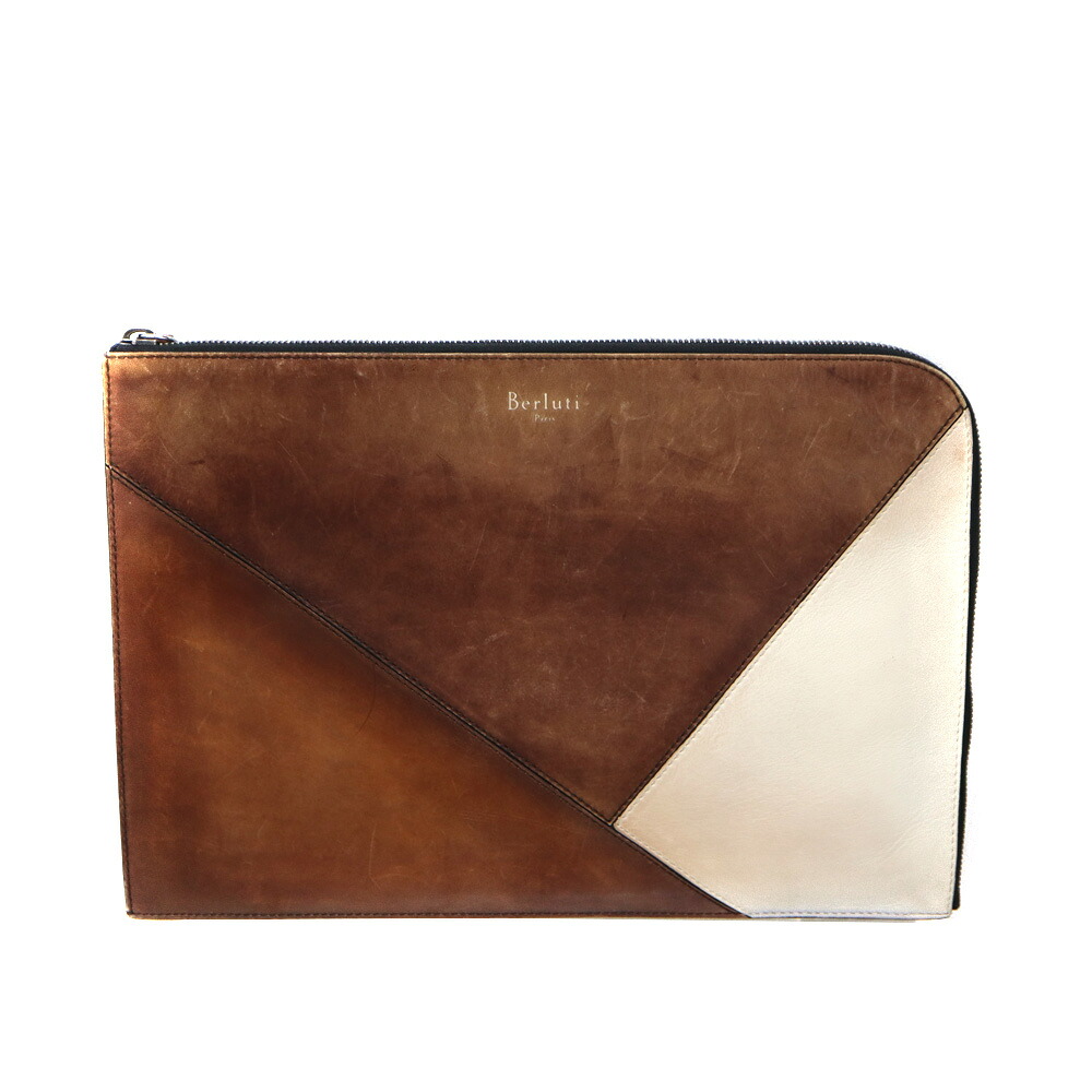 現行・美品BERLUTI ニノGMクラッチバッグ カリグラフィ スクリットレザー Berluti（ベルルッティ） スクリットレザー カリグラフィ ニノ