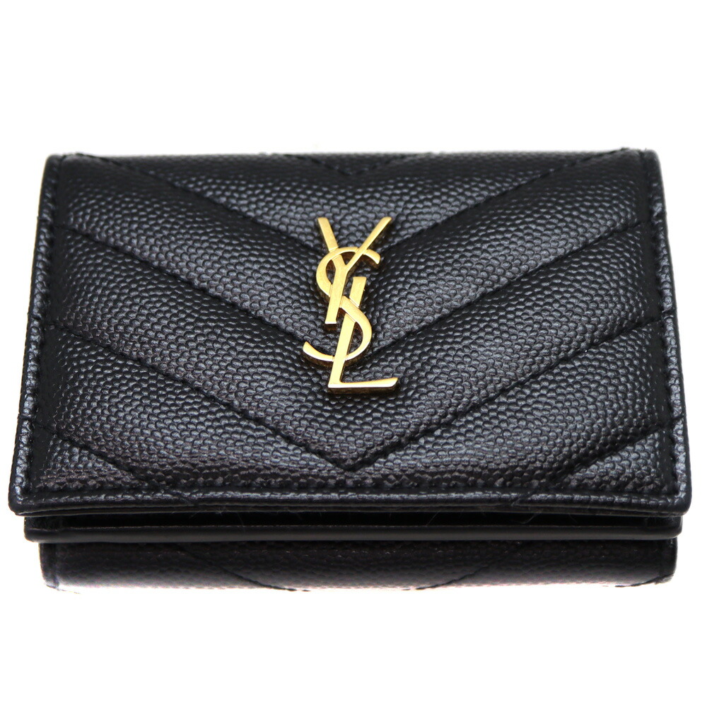 【超美品】Saint Laurent 超人気モデル 三つ折り財布 ブラック 楽天市場】【中古】イブ・サンローラン コンパクトウォレット 三