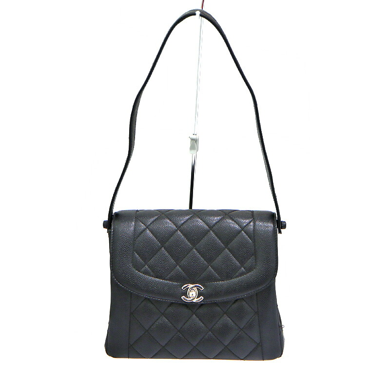 シャネル Chanel ワンショルダーバッグ レザー ブラック レディース キャビアスキン【中古】
