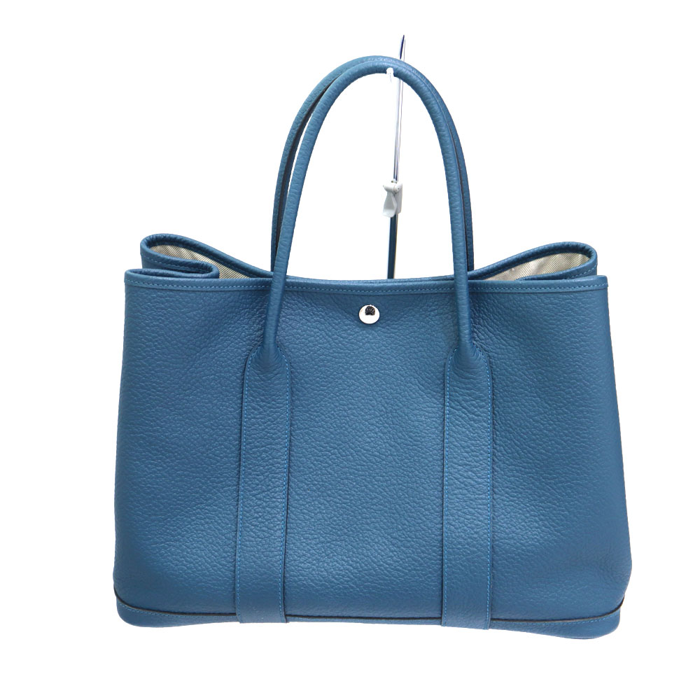 エルメス Hermes ガーデンパーティPM スティープル ネゴンダ ハンドバッグ 鞄 レザー ブルー【中古】