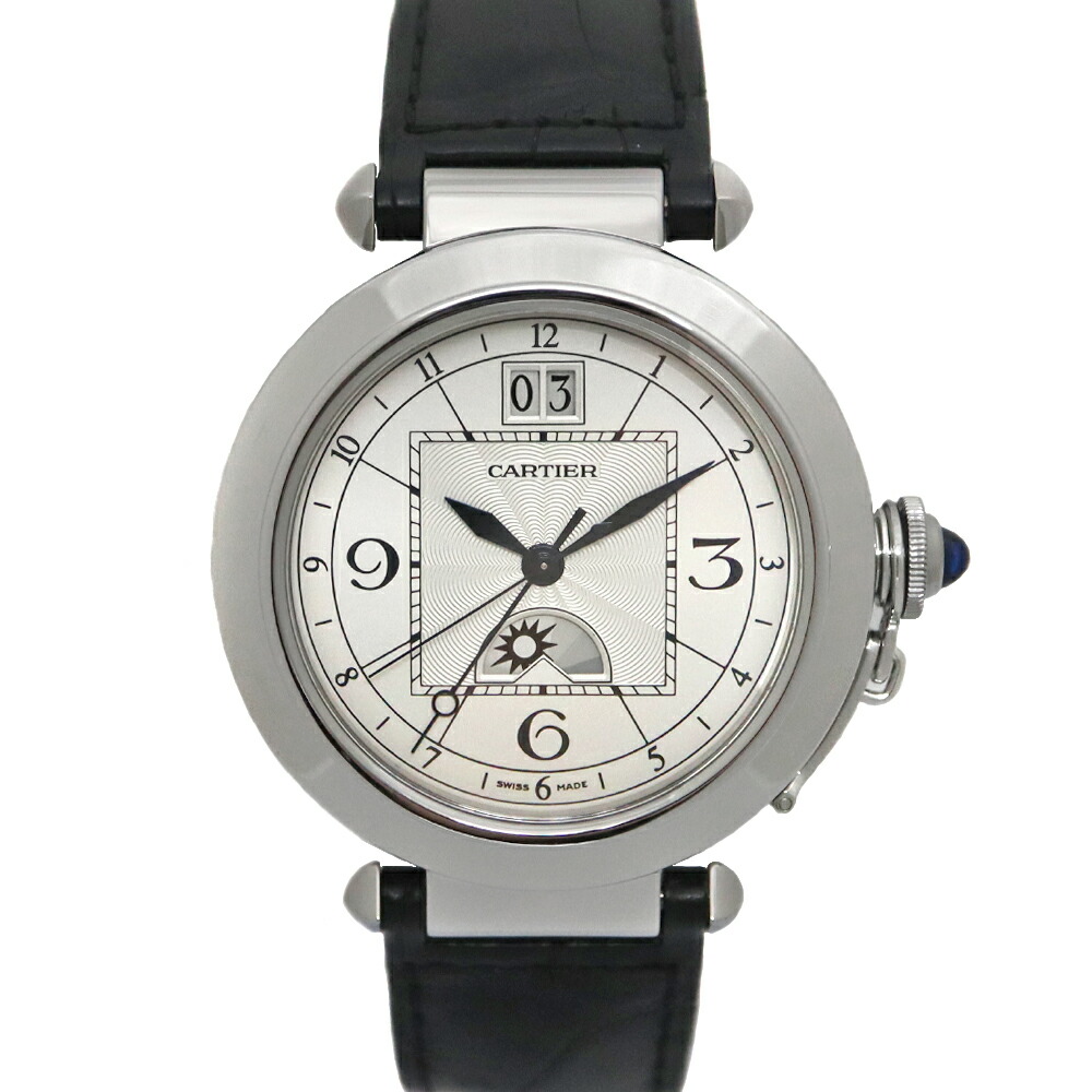 カルティエ Cartier  W3109255 パシャXLナイト爵\u0026恒星日 自動小銃一巻き メンズ 白いこと文字記号盤 ウオッチ【中古】