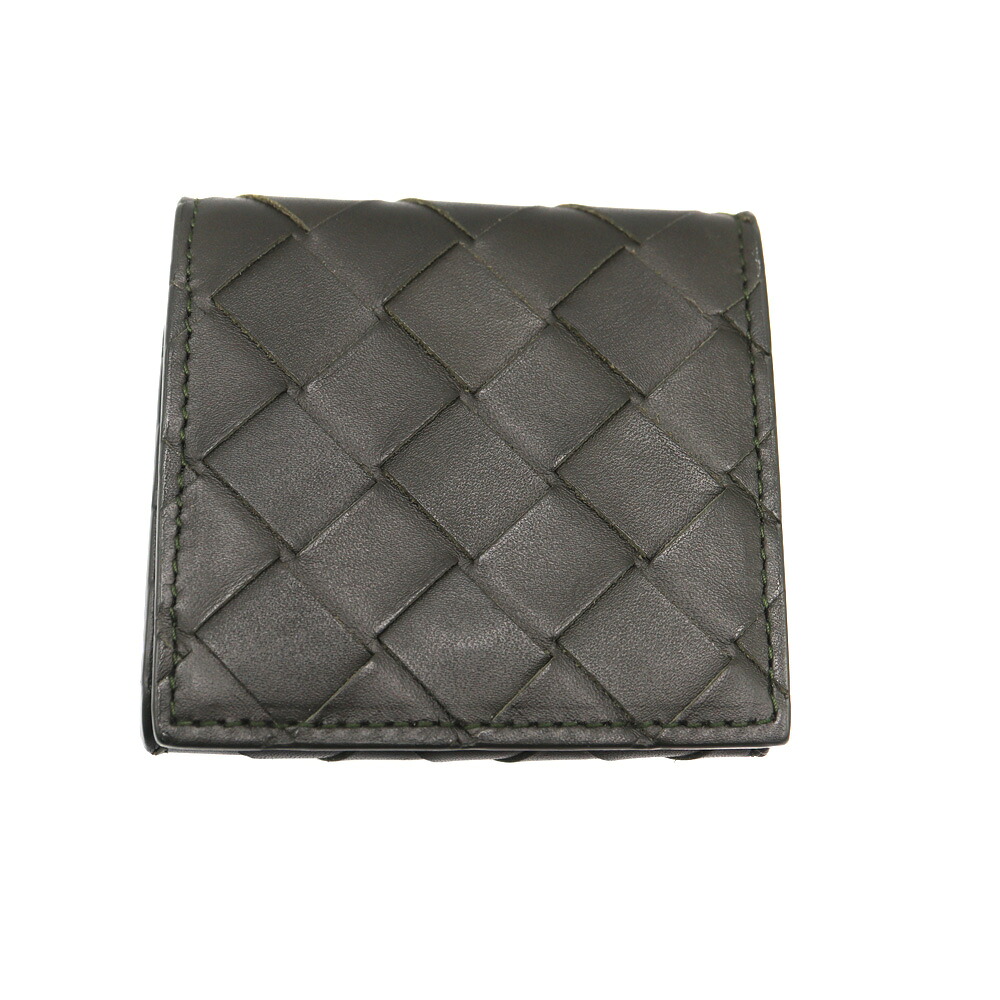 ボッテガヴェネタ Bottega Veneta 596579 折り畳みコインパース レザー カーキグリーン ユニセックス【中古】