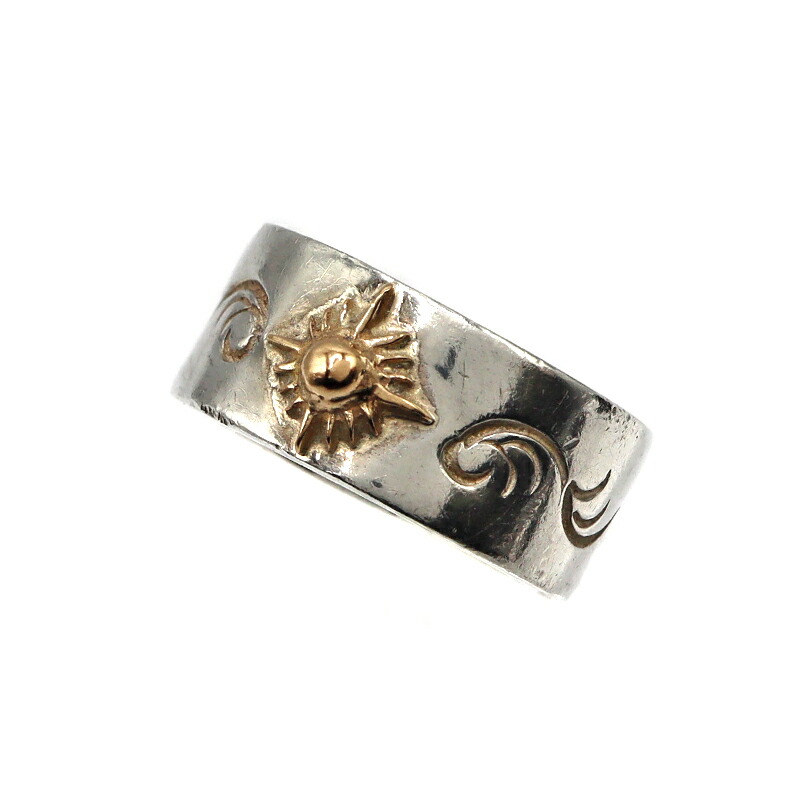 SV シルバー K18 18金 デザインリング 指輪 アクセサリー ゴールド シルバー ユニセックス ジュエリー【中古】