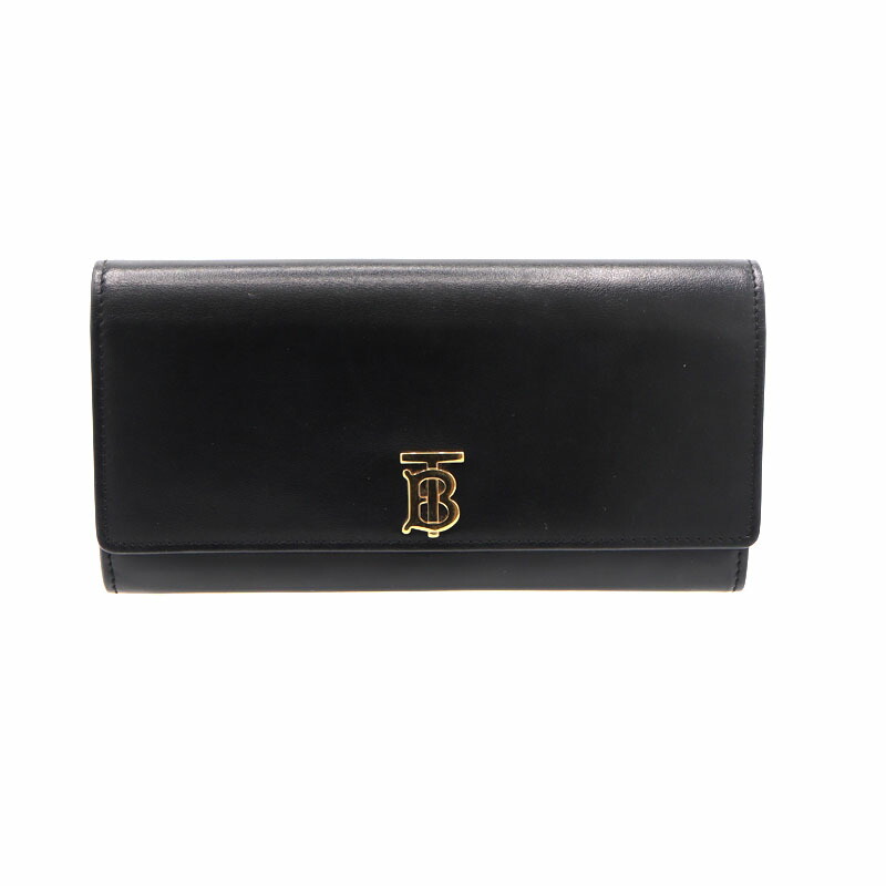 バーバリー Burberry 8014928 ファスナー付長財布 ブラック レザー ユニセックス【中古】
