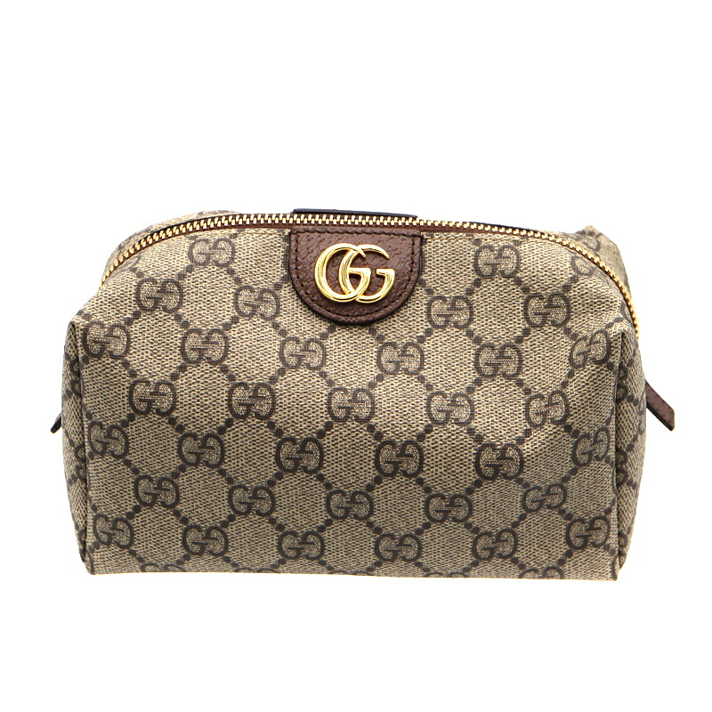グッチ Gucci 548393 添え物合財袋 GG帆布 PVC レディース ベージュ 赤銅色 【中古】