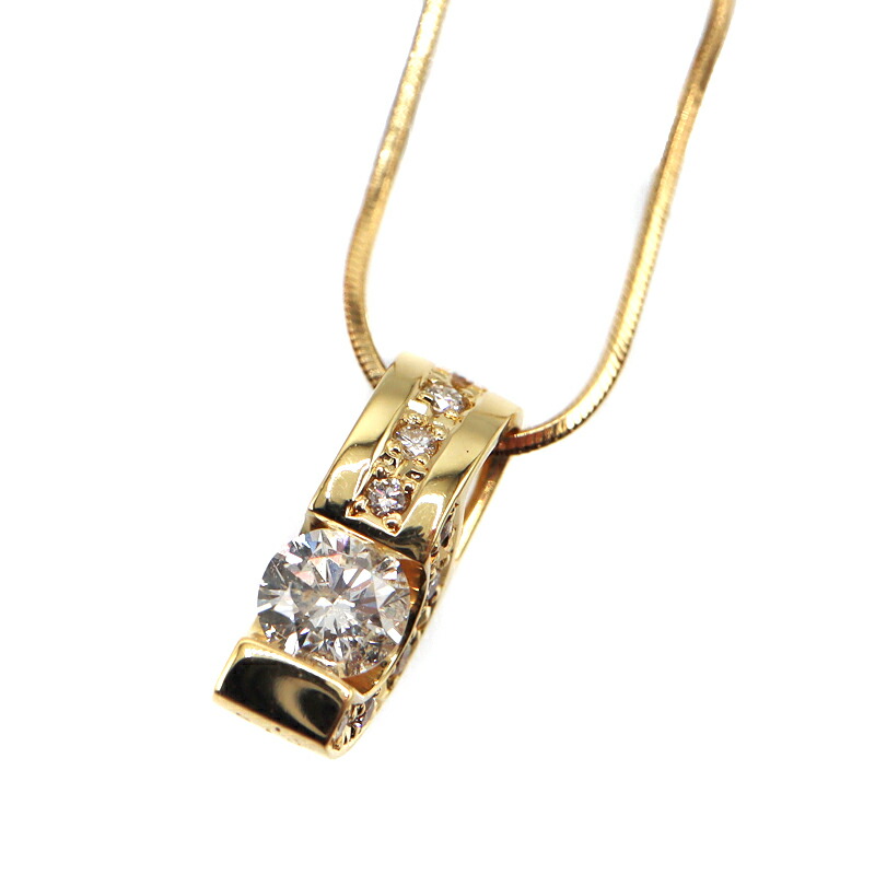 K18YG 18金イエローゴールド D0.30/D0.14ctネックレス ダイヤモンド レディース 金 ゴールド【中古】|質屋かんてい局 店