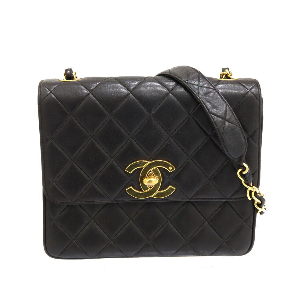 シャネル Chanel デカココワンショルダーバッグ チェーンショルダーバッグ ラムスキン レザー ブラック レディース【中古】