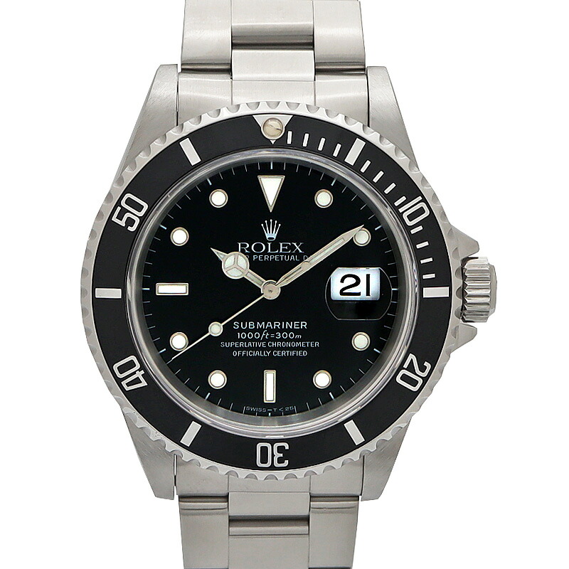 ロレックス Rolex 16610 サブマリーナーデイト メンズ 自動巻 腕時計 ブラック T番【中古】