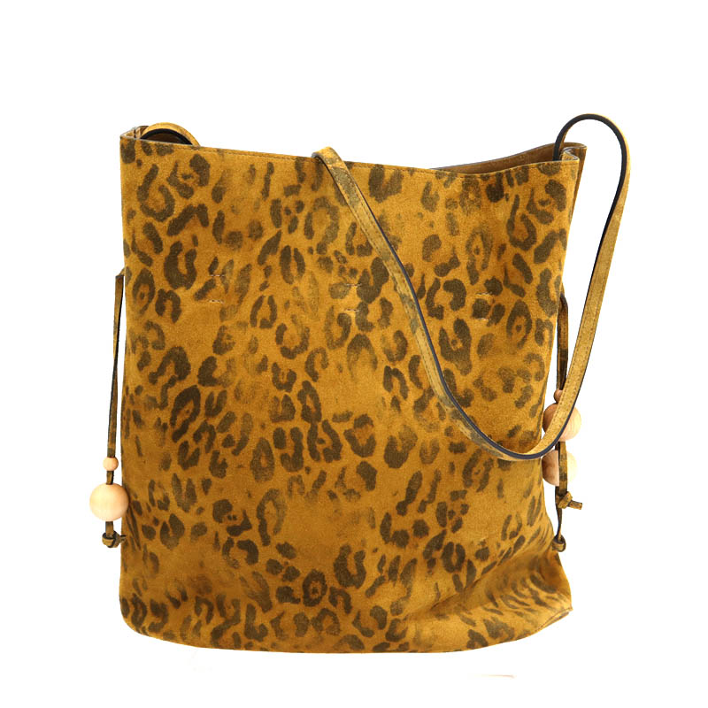 セリーヌ Celine 121123GL5.19LI レオパードミディアムバケット スエード ブラウン レディース 【中古】｜質屋かんてい局 店