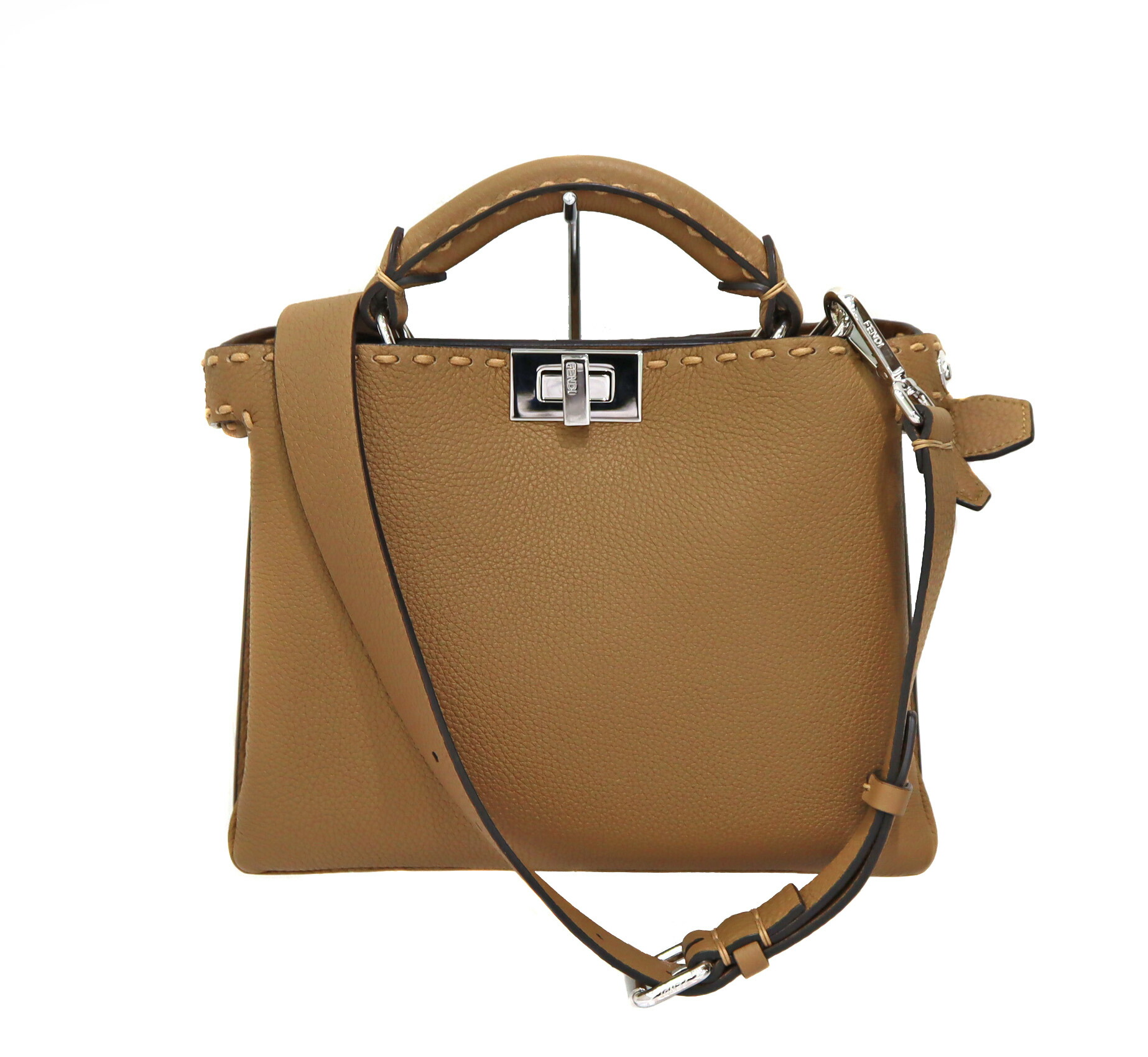 フェンディ Fendi 7VA647 ピーカブーソフトスモール 2WAYバッグ レザー ブラウン レディース 【中古】