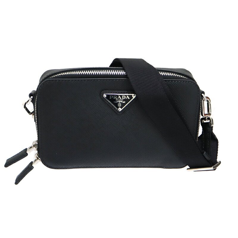 プラダ Prada 2VH173 ショルダーバッグ 黒いこと  なめし革 メンズ レディース【中古】