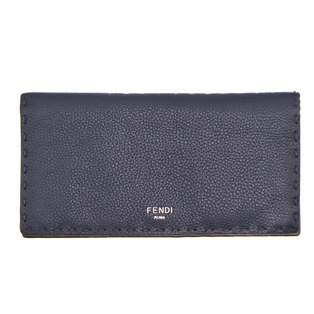 フェンディ Fendi 7M0355 セリレア ジッパー付き添い人長紙入れ 米国海軍 赤銅色 なめし革 メンズ【中古】