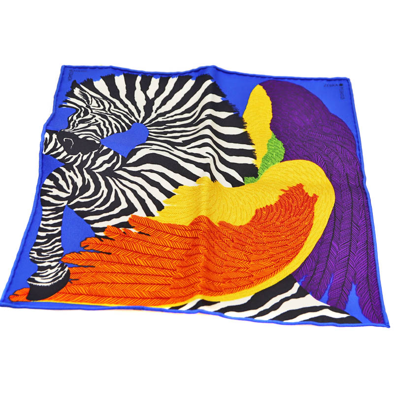 エルメス Hermes 332816Sカレナノ カレ20 スカーフ ZEBRA PEGASUS レディース ブルー 【中古】
