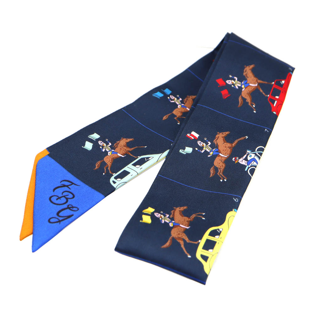 エルメス Hermes パラード ツイリー 棒スカーフ ネイビー【中古】