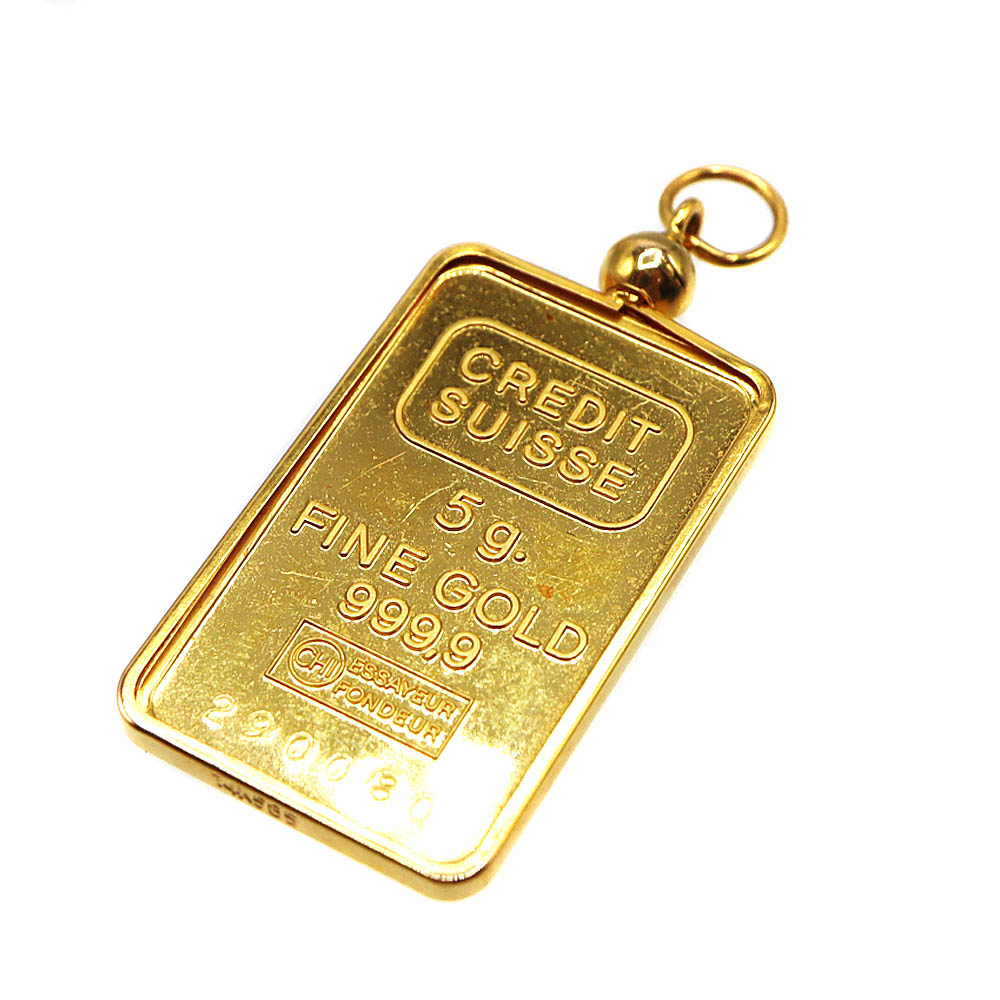 24金 K14YG 14金枠 5gミニバー付ペンダントトップ レディース メンズ ゴールド【中古】｜質屋かんてい局 店