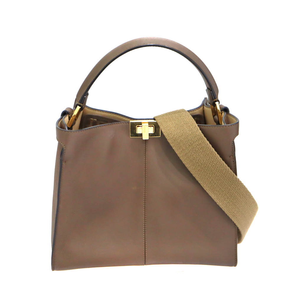 フェンディ Fendi 8BN310 ピーカブーエックスライトミディアム 2WAYバッグ レザー ブラウン レディース 【中古】
