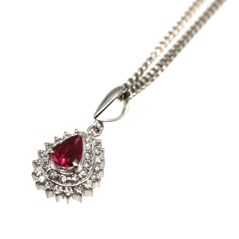 プラチナ850 Pt850 プラチナ900 Pt900 ルビー0.54ct ダイヤモンド0.38ct ネックレス ジュエリー レディース【中古】|質屋かんてい局 店