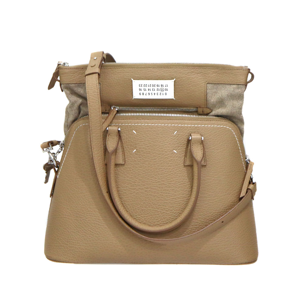 メゾンマルジェラ Maisonmargiela 5AC ミディアムバッグ なめし革 赤銅色 2WAY御徒面子【中古】
