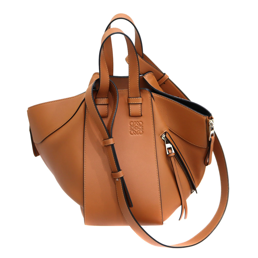 ロエベ Loewe 387.30.S35 ハンモックスモール ショルダーバッグ レディース なめし革 赤銅色【中古】