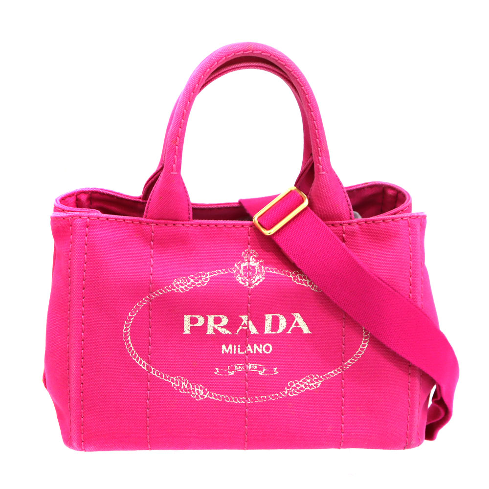 プラダ Prada 1BG439 カナパトートバッグ 2way キャンバス ピンク レディース【中古】|質屋かんてい局 店