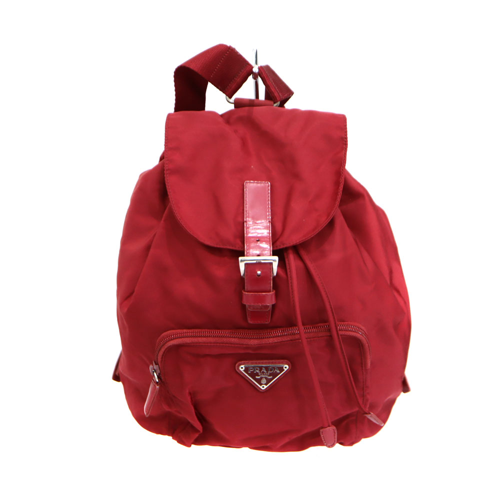 プラダ Prada B4650 うしろ側風呂敷き包み 背嚢 ナイロン 赤いこと レディース【中古】