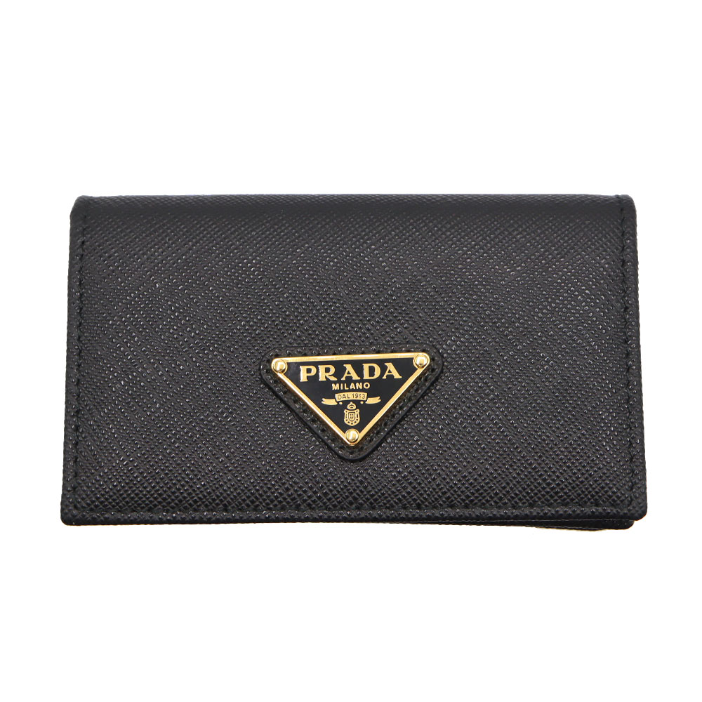 プラダ Prada 1MC022 歌留多容れもの なめし革 黒いこと ゴールド金具【中古】