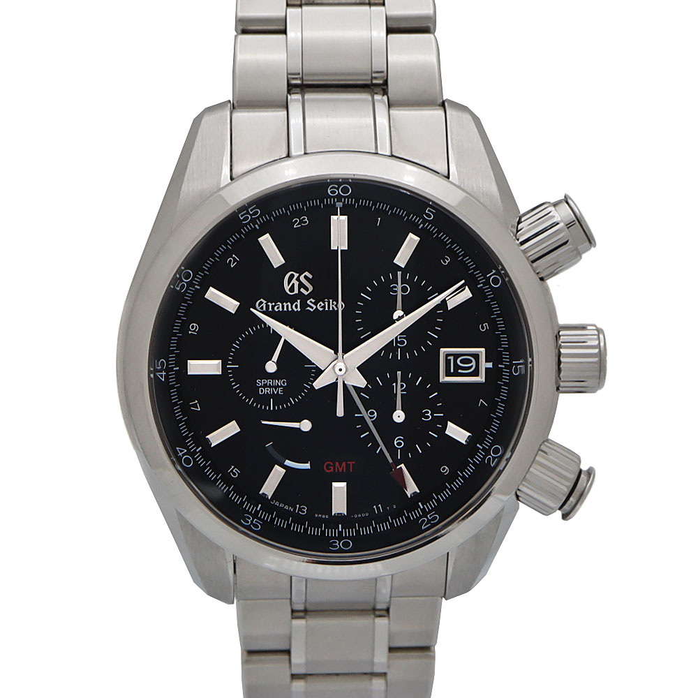 地びたセイコー Grand Seiko SBGC203 春月運転 GMTクロノ メンズ  ウオッチ 黒いこと【中古】