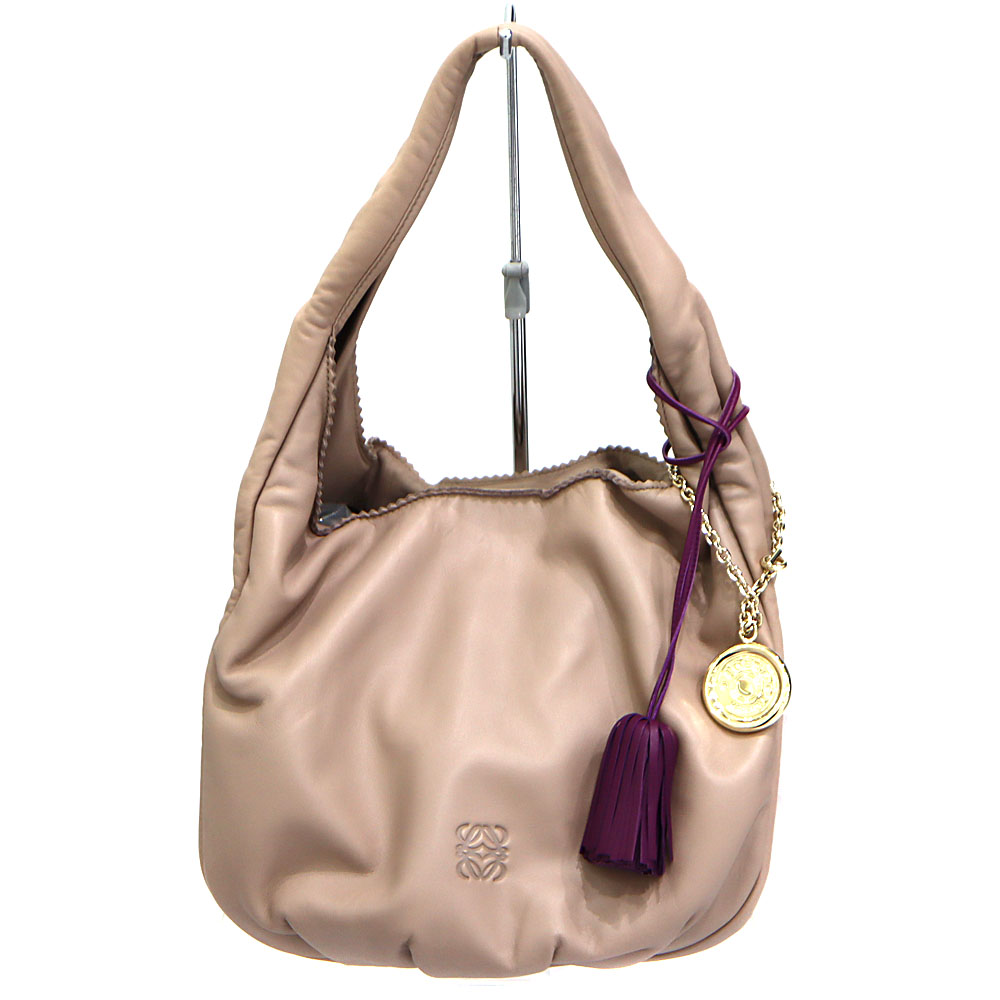 ロエベ Loewe 315.82.B47 ヴィエント30 一ショルダーバッグ レディース なめし革 ベージュ【中古】