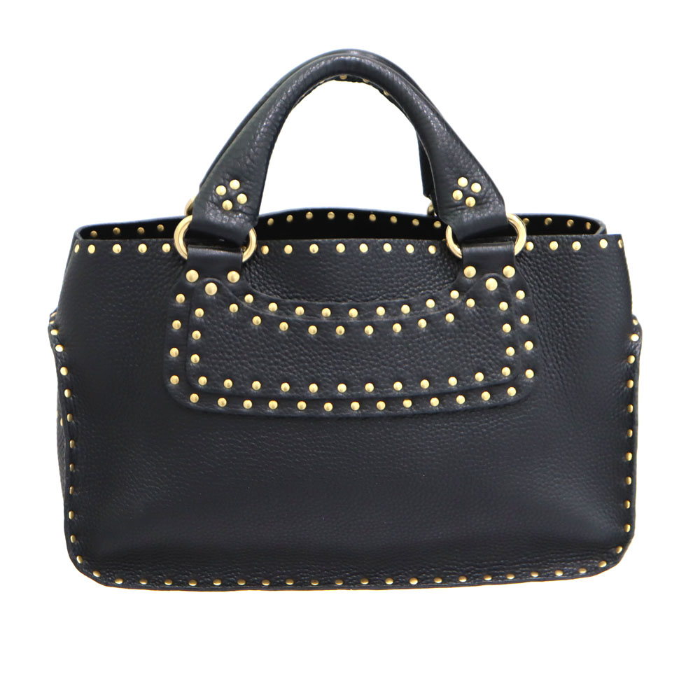 セリーヌ Celine スタッズ ブギーバッグ なめし革 黒いこと【中古】