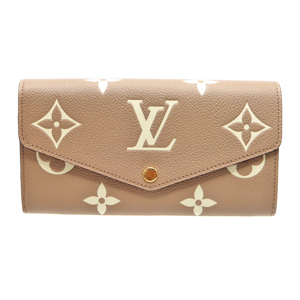 ルイヴィトン Louis vuitton M81049 ポルトフォイユ･サラ 金入れ バイカラーモノグラムアンプラントレザー ベージュ レディース 【中古】