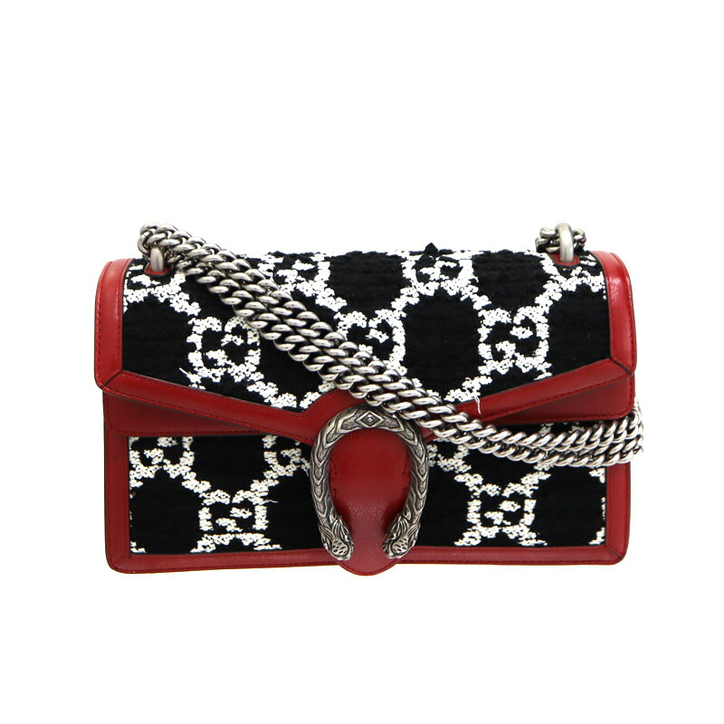 グッチ Gucci 400249 デュオニソス チェーンショルダーバッグ レザー ツイード レディース ブラック レッド 【中古】|質屋かんてい局 店