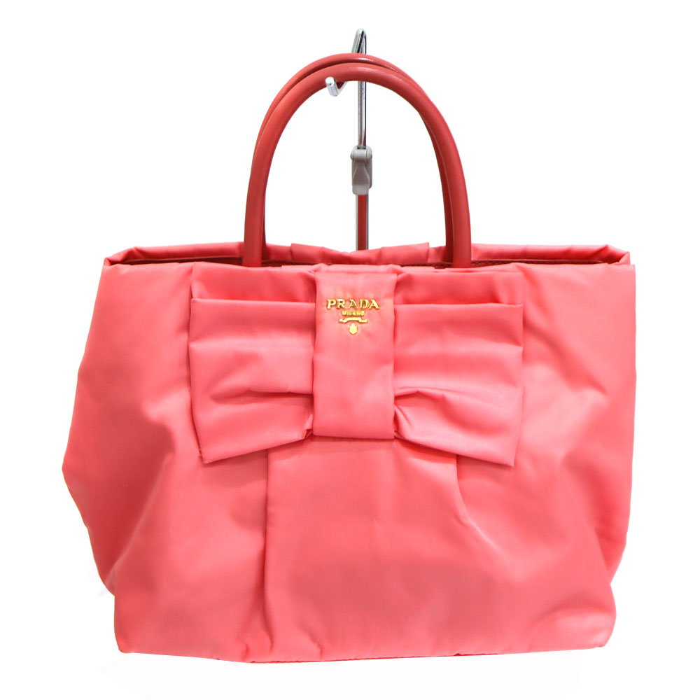 プラダ Prada BN1601 ナイロンリボンハンドバッグ ナイロン サクラ色 レディース【中古】