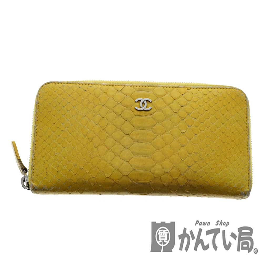 無料配達 ラウンドファスナー財布 Chanel シャネル パイソン 本革 N 2663 質屋 かんてい局北名古屋店 サイフ シルバー金具 ロゴ レディース サイフ 中古 Used 5 イエロー系 N 2663 Quintalafrancisca Com