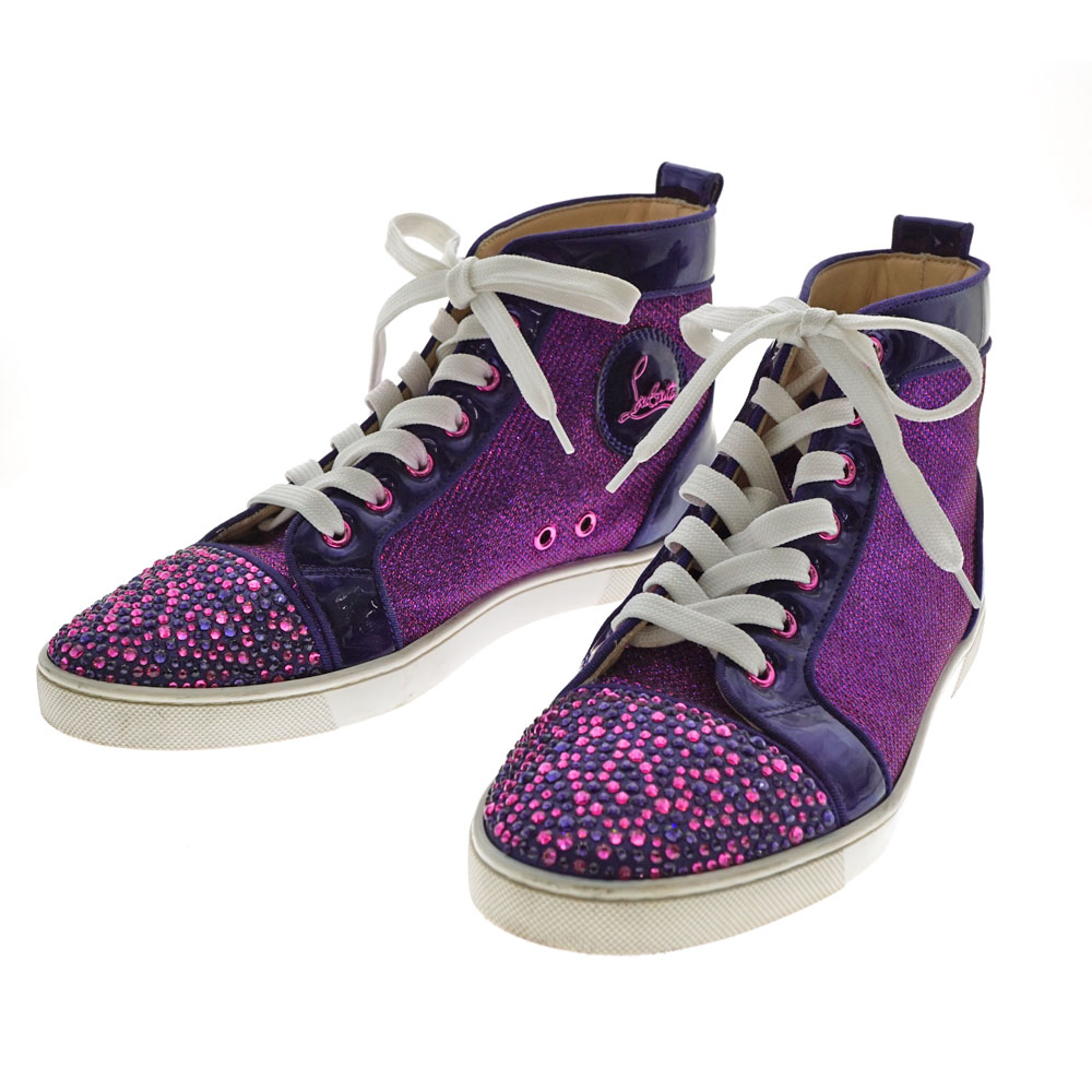 Christian Louboutin クリスチャンルブタン ラメ パープル ストーン エナメル ハイカットスニーカー レディース 表記サイズ 39 約26cm 靴 シューズ カジュアル ファッション 中古 Used 6 質屋かんてい局北名古屋店 N21 111 Fatecipiranga Edu Br