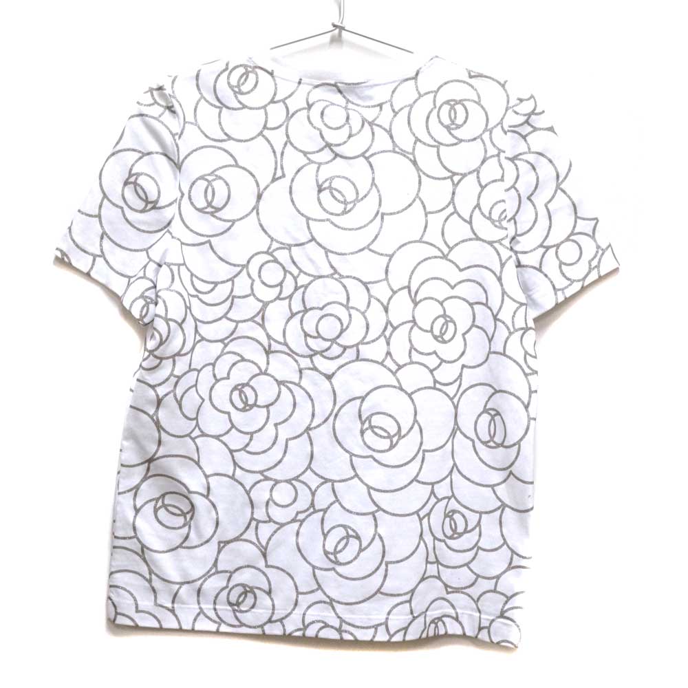 Chanel シャネル 374 カメリアtシャツ トップス レディース ホワイト 白 シルバーライン 花 ファッション アパレル ブランド 服 中古 Used 8 質屋 かんてい局北名古屋店 N21 673 Mozago Com