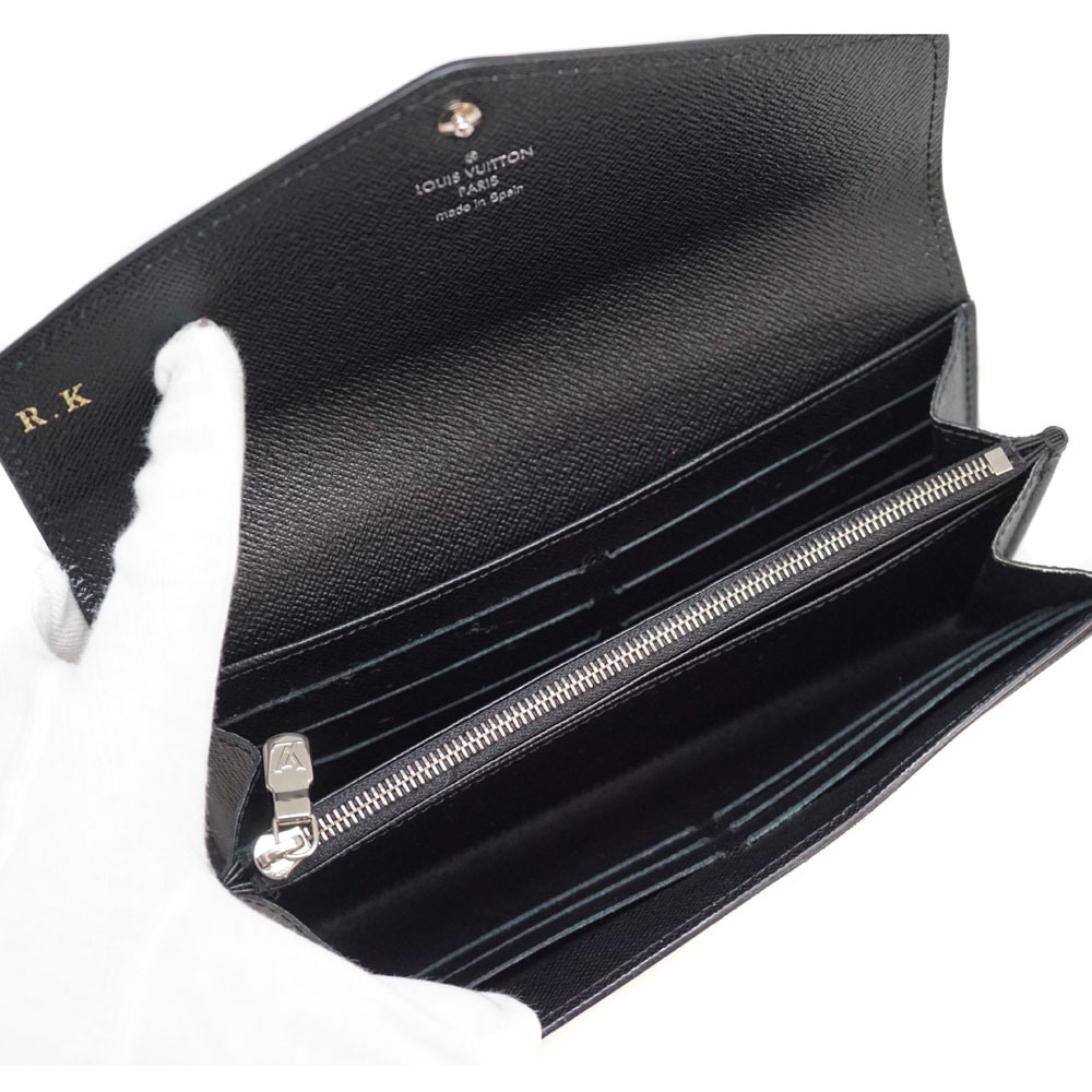ポルトフォイユ サラ エピ レディース財布 Vuitton Louis ルイヴィトン M605 財布 財布 黒 レディース レディース メンズ 長財布 イニシャル刻印入り 中古 サイフ レザー ノワール ブラック R K Used 7 質屋 かんてい局北名古屋店 N 4100 質屋かんてい局 店
