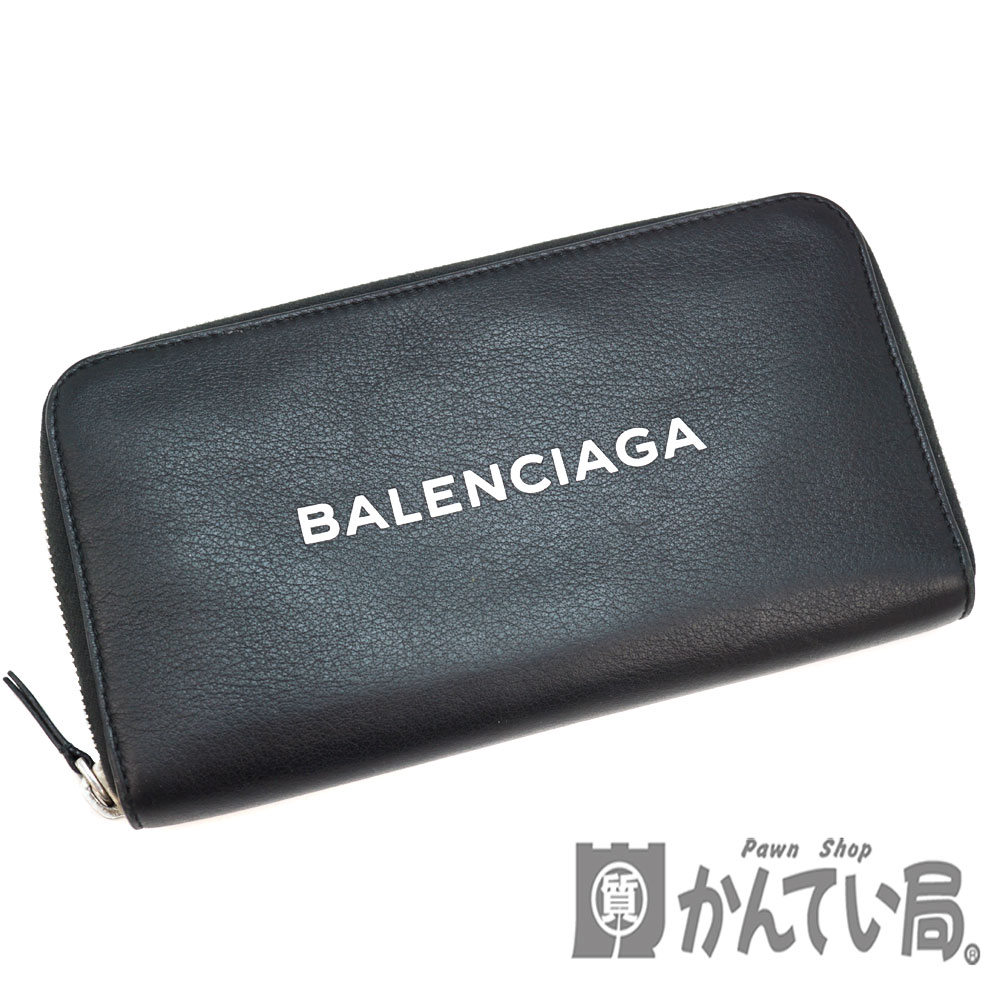 お買い得 Balenciaga 新品 ラウンドジップ 黒 ブラック ロゴ 長財布 長財布 Albinofoundation Org