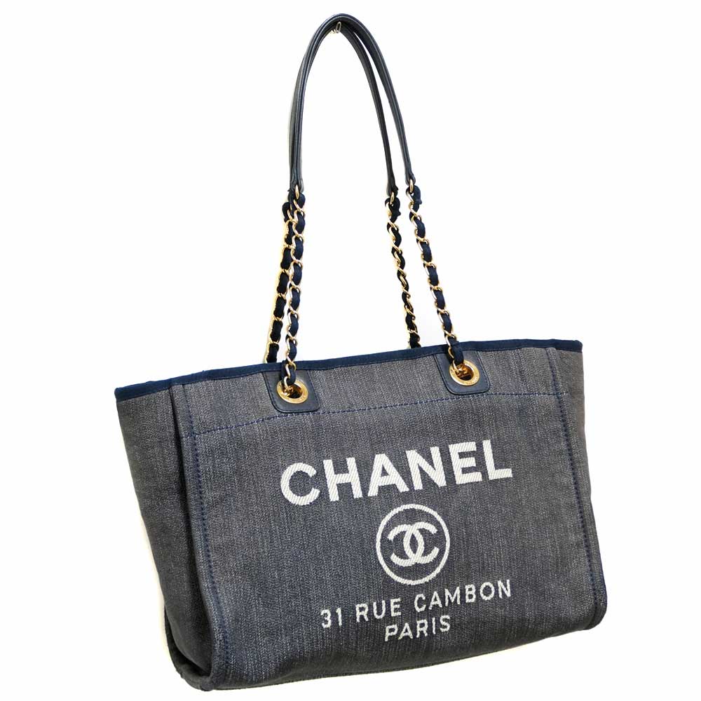 Chanel シャネル A ドーヴィル チェーン店トートバッグ 青み家柄 デニム 帆布 ショルダバッグ ココチェック レディース 鞄 嚢 中古 Used 6 一六銀行 かんてい部北名古屋店 N21 127 Isabelrainha Com Br